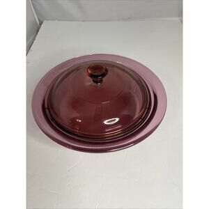 Vision Corning Ware V-31-B - 1 Quart Cranberry Round Casserole Cookware With Lid